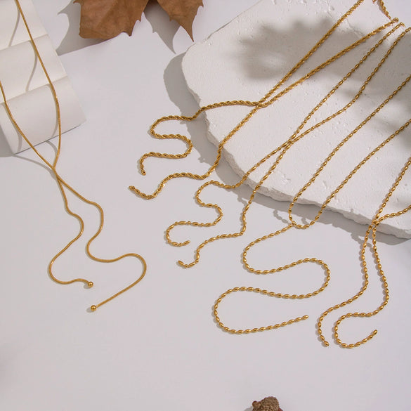 Wholesale Geometric Stainless Steel 18K Real Gold Plated Chain Necklace For Girls
