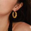 Wholesale Geometric 316L Stainless Steel 18K Real Gold Plated Light Luxury Style Earrings And Ring With Fish Scale Design