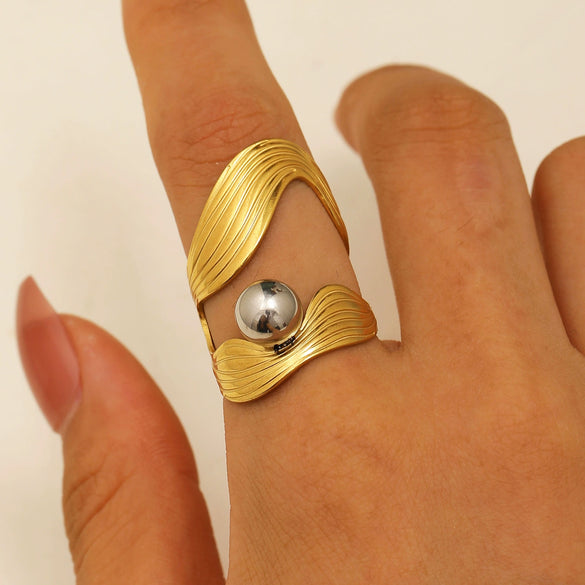 Wholesale Geometric Stainless Steel Open Ring Gold And Silver Color Matching Electroplated
