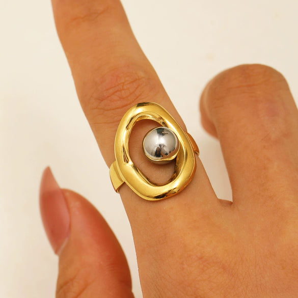 Wholesale Geometric Stainless Steel Open Ring Gold And Silver Color Matching Electroplated