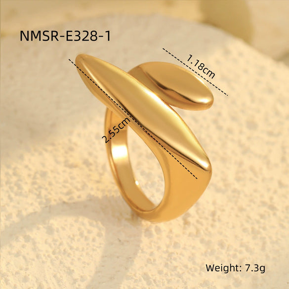 Wholesale Geometric Stainless Steel Open Ring Light Luxury Style Electroplated For Women