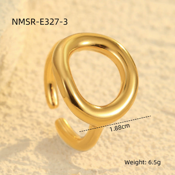 Wholesale Geometric Stainless Steel Open Ring Light Luxury Style Electroplated For Women