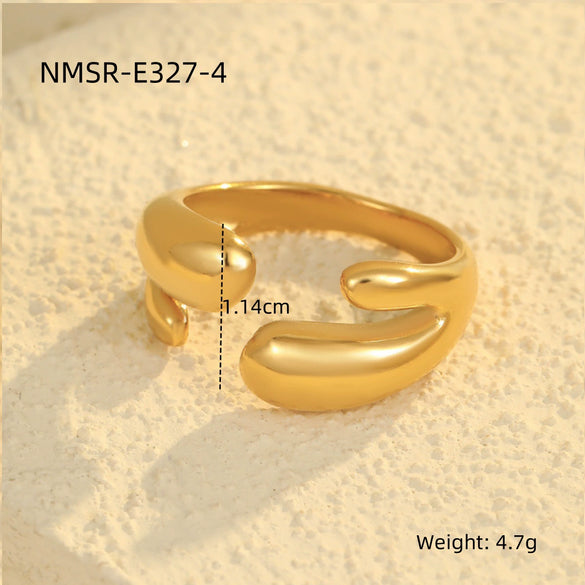 Wholesale Geometric Stainless Steel Open Ring Light Luxury Style Electroplated For Women