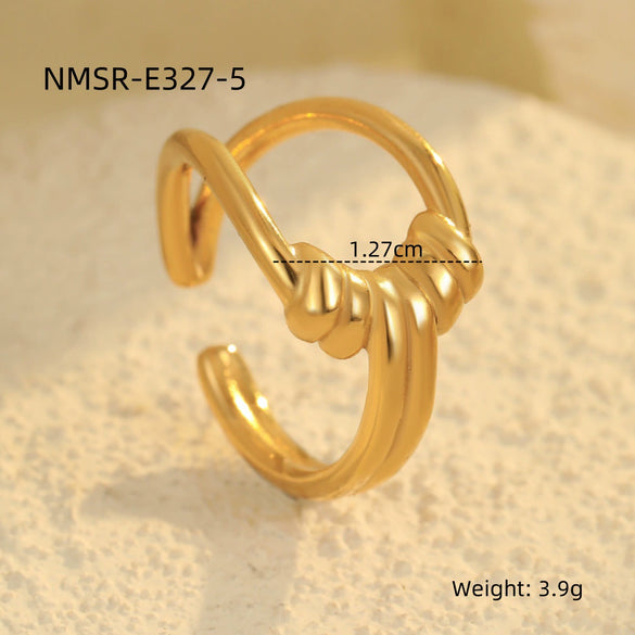Wholesale Geometric Stainless Steel Open Ring Light Luxury Style Electroplated For Women
