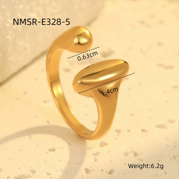 Wholesale Geometric Stainless Steel Open Ring Light Luxury Style Electroplated For Women