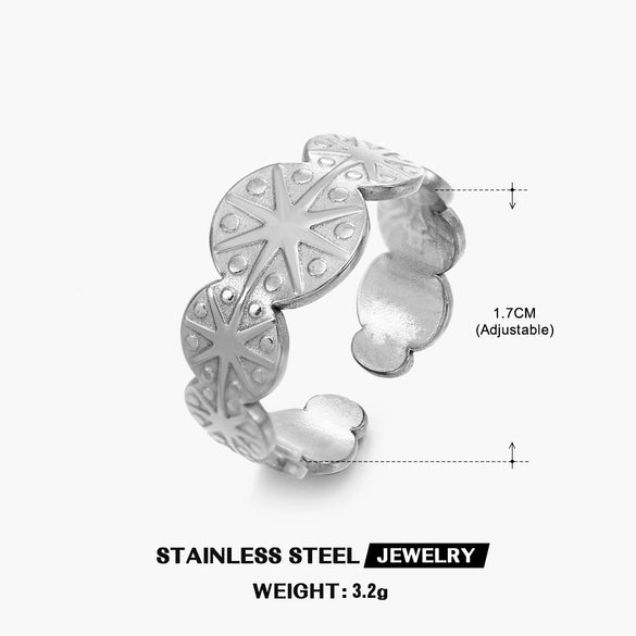 Wholesale Geometric Stainless Steel Opening Adjustable Electroplated Women's Ring