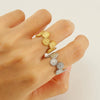 Wholesale Geometric Stainless Steel Opening Adjustable Women's Ring With Electroplating