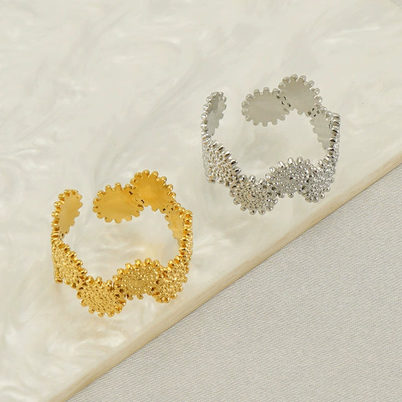 Wholesale Geometric Stainless Steel Opening Adjustable Women's Ring With Electroplating