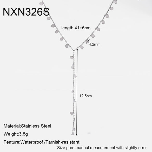 Wholesale Geometric Stainless Steel Oshaped Chain Yshaped Tassel Necklace With Vacuum Real Gold Plating For Women