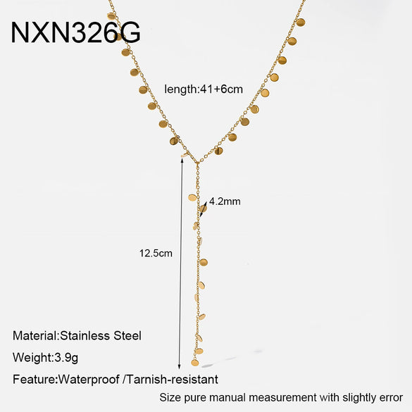 Wholesale Geometric Stainless Steel Oshaped Chain Yshaped Tassel Necklace With Vacuum Real Gold Plating For Women