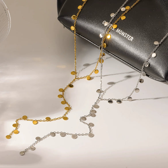 Wholesale Geometric Stainless Steel Oshaped Chain Yshaped Tassel Necklace With Vacuum Real Gold Plating For Women