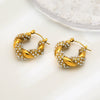 Wholesale Geometric Stainless Steel Pearl Twist Earrings With Rhinestones 18K Gold Plated For Women