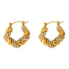 Wholesale Geometric Stainless Steel Pearl Twist Earrings With Rhinestones 18K Gold Plated For Women