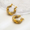 Wholesale Geometric Stainless Steel Pearl Twist Earrings With Rhinestones 18K Gold Plated For Women