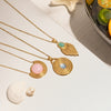 Wholesale Geometric Stainless Steel Pendant Necklace With Blue Resin And Electroplated 18K Gold Jewelry For Women
