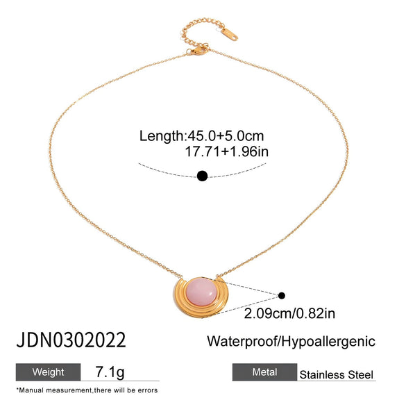 Wholesale Geometric Stainless Steel Pendant Necklace With Blue Resin And Electroplated 18K Gold Jewelry For Women