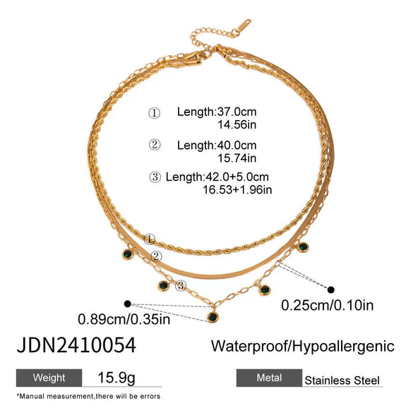Wholesale Geometric Stainless Steel Pendant Necklace With Green Diamond Electroplated Treatment