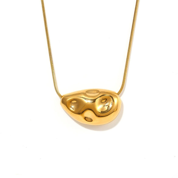 Wholesale Geometric 316L Stainless Steel Plated 18K Gold Pendant Snake Bone Necklace