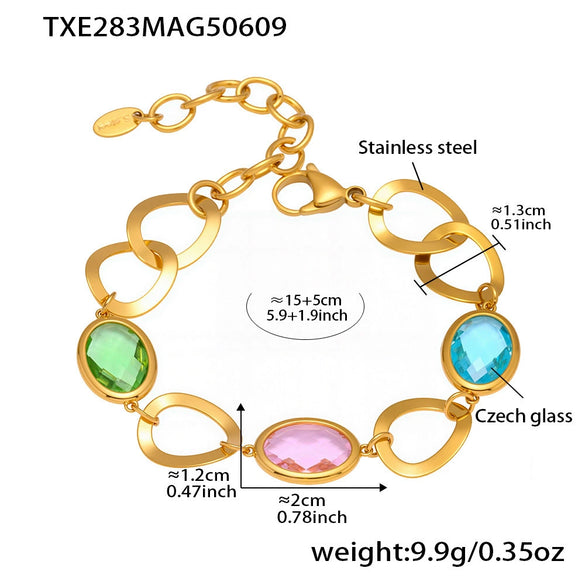 Wholesale Geometric 316L Stainless Steel Plated Real Gold Interlocking Bracelet Jewelry For Women