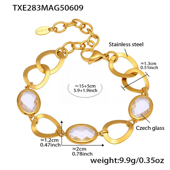 Wholesale Geometric 316L Stainless Steel Plated Real Gold Interlocking Bracelet Jewelry For Women