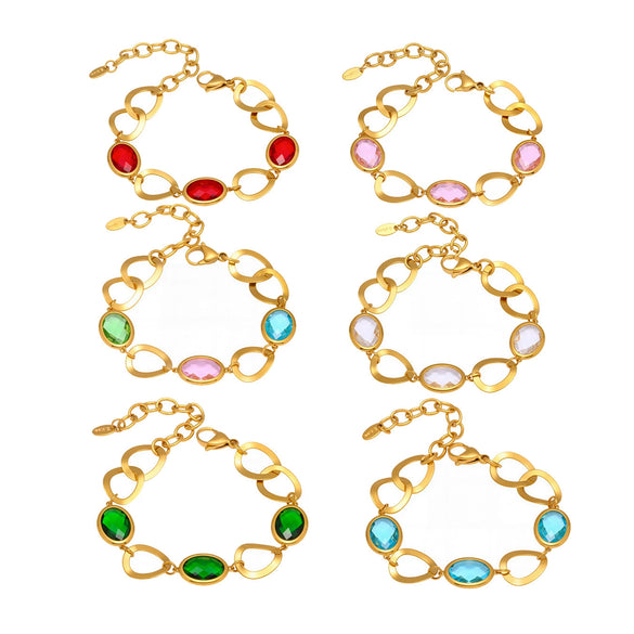Wholesale Geometric 316L Stainless Steel Plated Real Gold Interlocking Bracelet Jewelry For Women