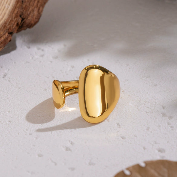 Wholesale Geometric Stainless Steel Real Gold Plated Open Ring For Women