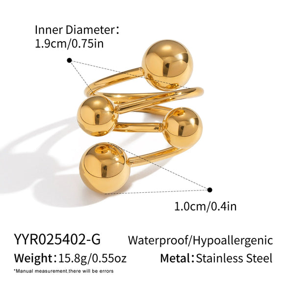 Wholesale Geometric Stainless Steel Real Gold Plated Ring Jewelry For Girls