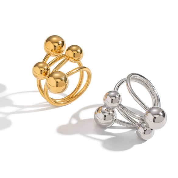 Wholesale Geometric Stainless Steel Real Gold Plated Ring Jewelry For Girls