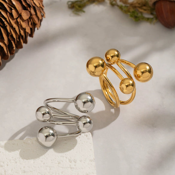 Wholesale Geometric Stainless Steel Real Gold Plated Ring Jewelry For Girls