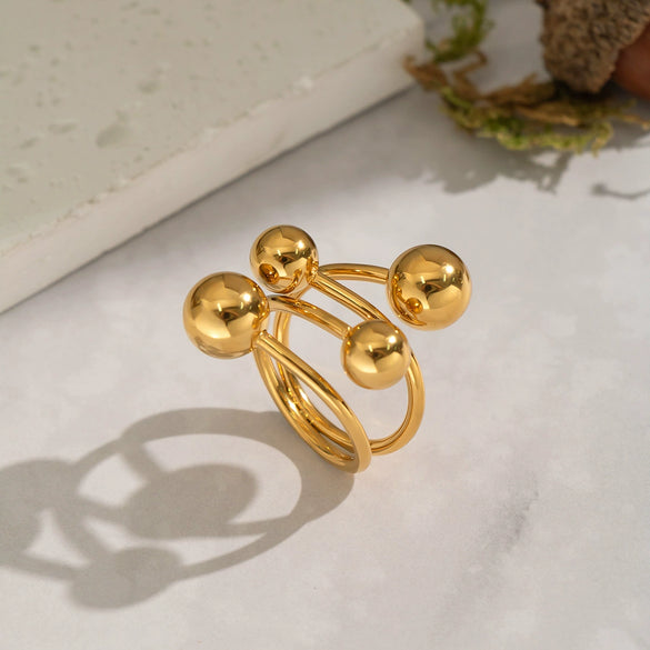 Wholesale Geometric Stainless Steel Real Gold Plated Ring Jewelry For Girls