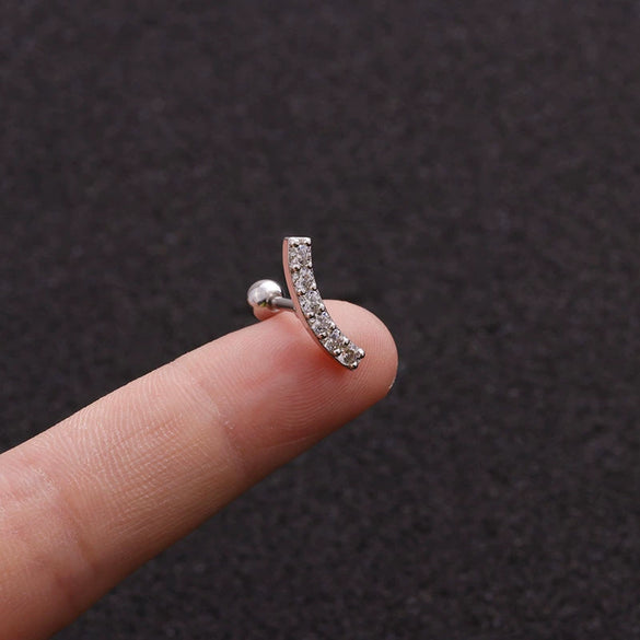 Wholesale Geometric Stainless Steel Rectangular Ear Studs With Micropaved Zircon And Original Design