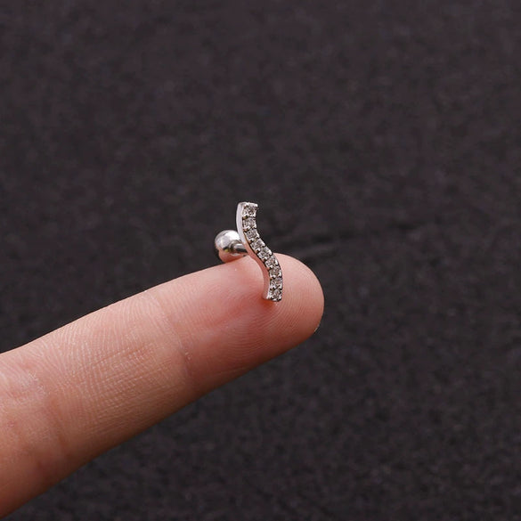 Wholesale Geometric Stainless Steel Rectangular Ear Studs With Micropaved Zircon And Original Design