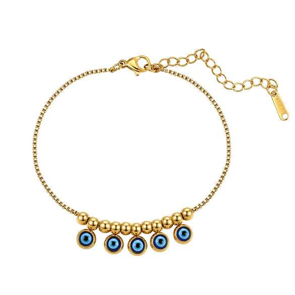 Wholesale Geometric Stainless Steel Rhinestone Tassel Anklet Set For Women