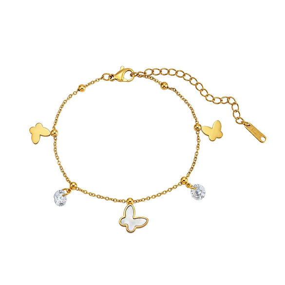 Wholesale Geometric Stainless Steel Rhinestone Tassel Anklet Set For Women
