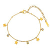 Wholesale Geometric Stainless Steel Rhinestone Tassel Anklet Set For Women