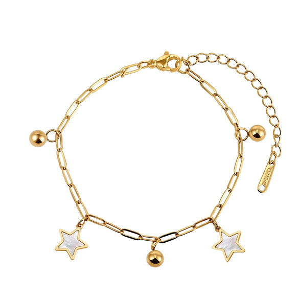 Wholesale Geometric Stainless Steel Rhinestone Tassel Anklet Set For Women