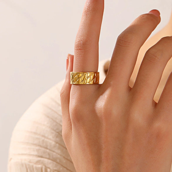 Wholesale Geometric Stainless Steel Ring Electroplated For Women In Ins Style