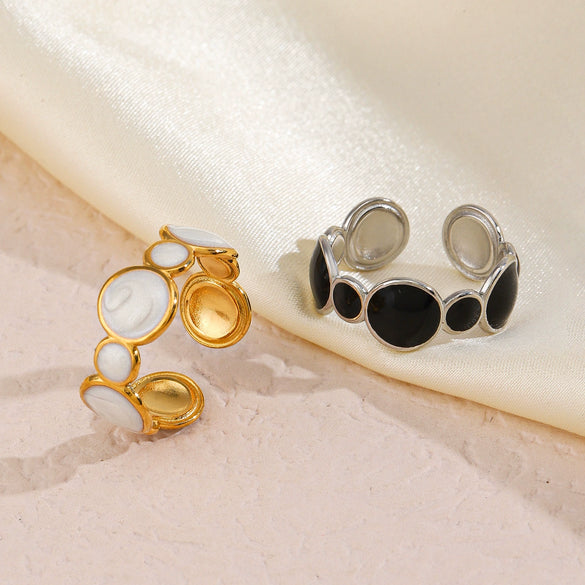 Wholesale Geometric Stainless Steel Ring For Women Electroplated With Real Gold Simple Retro Open Adjustable Style