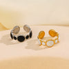 Wholesale Geometric Stainless Steel Ring For Women Electroplated With Real Gold Simple Retro Open Adjustable Style