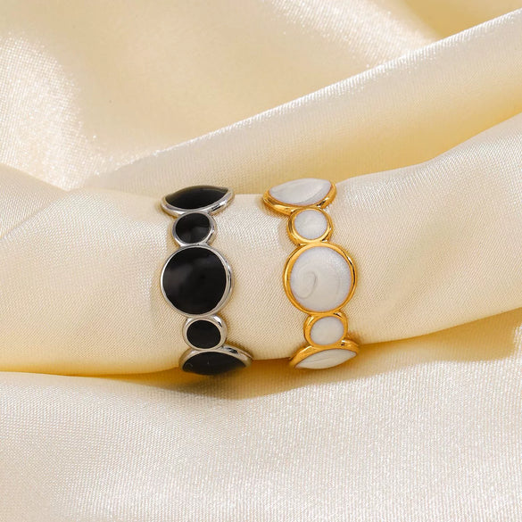 Wholesale Geometric Stainless Steel Ring For Women Electroplated With Real Gold Simple Retro Open Adjustable Style