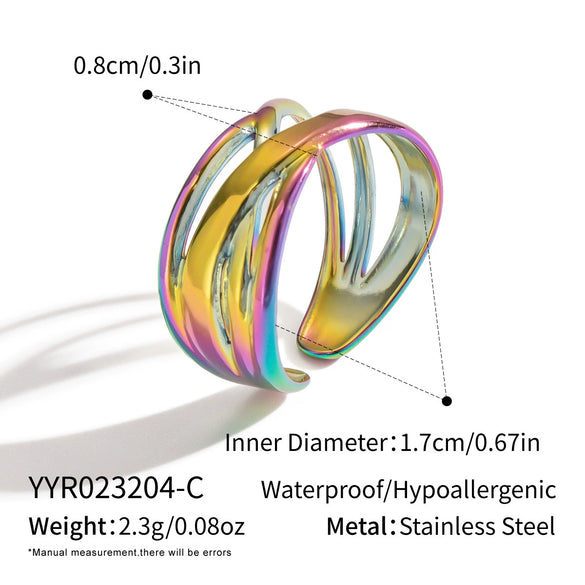 Wholesale Geometric Stainless Steel Ring For Women With Electroplating Design