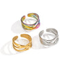 Wholesale Geometric Stainless Steel Ring For Women With Electroplating Design