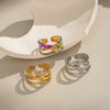 Wholesale Geometric Stainless Steel Ring For Women With Electroplating Design