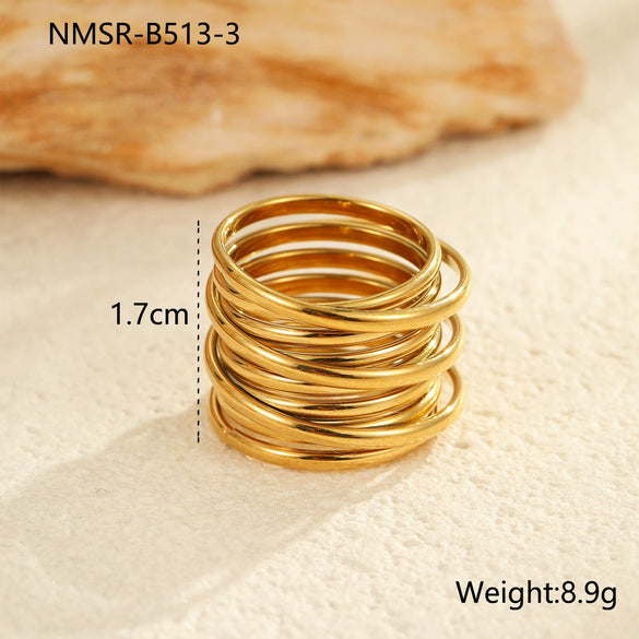 Wholesale Geometric Stainless Steel Ring For Women With Light Luxury Style And Electroplating Design