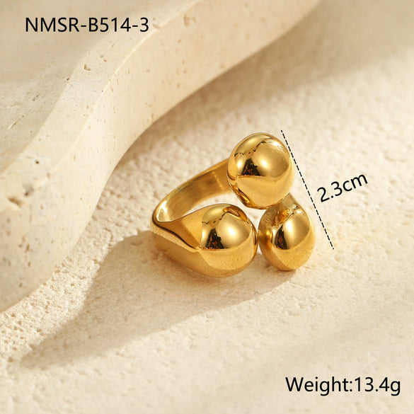 Wholesale Geometric Stainless Steel Ring For Women With Light Luxury Style And Electroplating Design