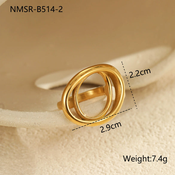 Wholesale Geometric Stainless Steel Ring For Women With Light Luxury Style And Electroplating Design