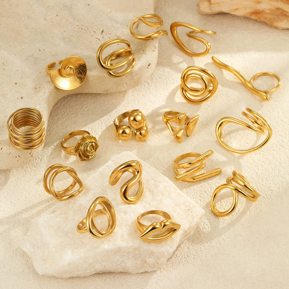 Wholesale Geometric Stainless Steel Ring For Women With Light Luxury Style And Electroplating Design