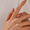 Wholesale Geometric Stainless Steel Ring 18K Gold Plated Adjustable Style
