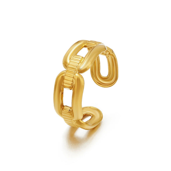 Wholesale Geometric Stainless Steel Ring 18K Gold Plated Adjustable Style