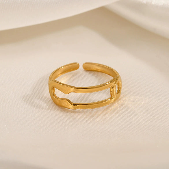 Wholesale Geometric Stainless Steel Ring 18K Gold Plated
